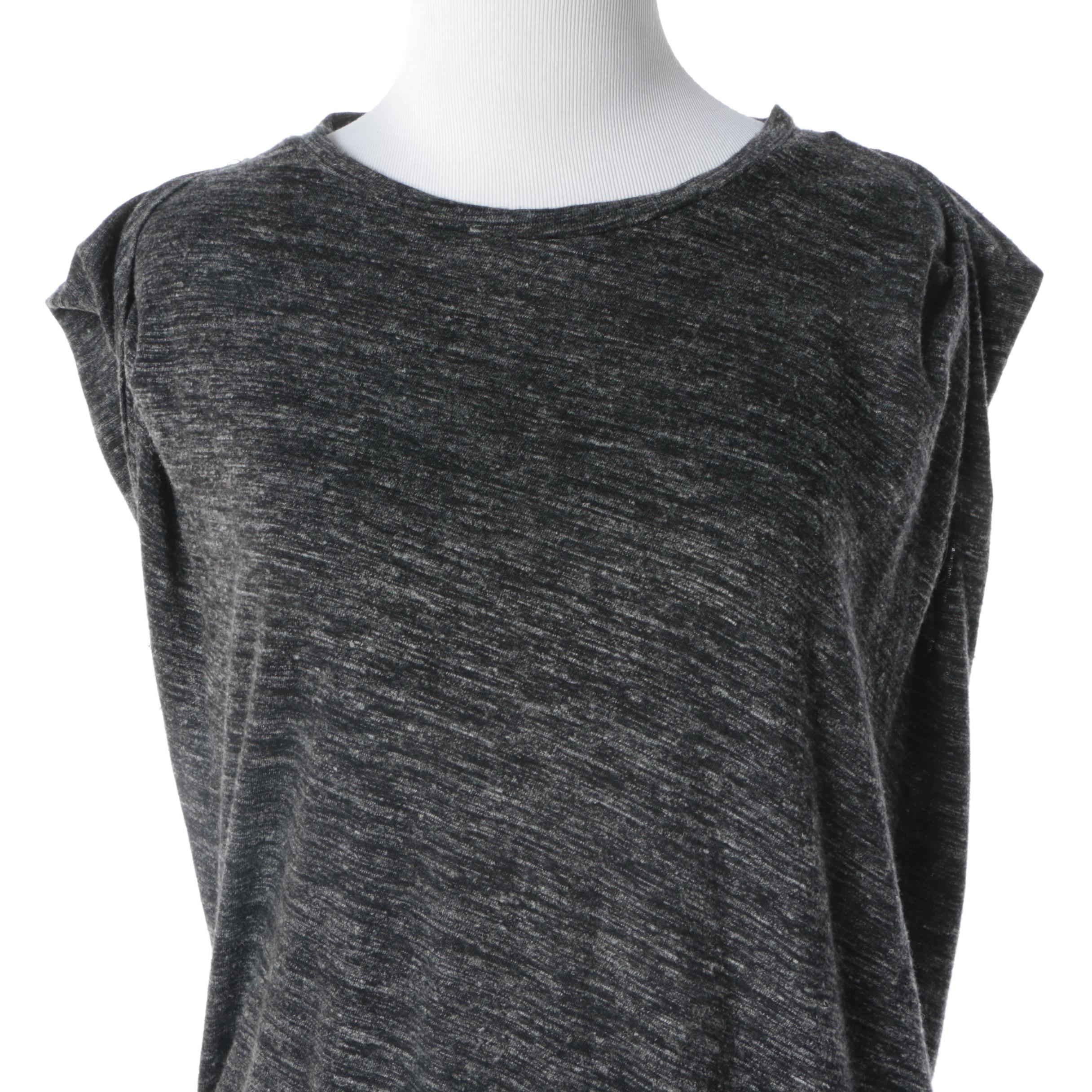 Isabel Marant Étoile Heather Grey Knit Sleeveless Dress with Ruching To Side