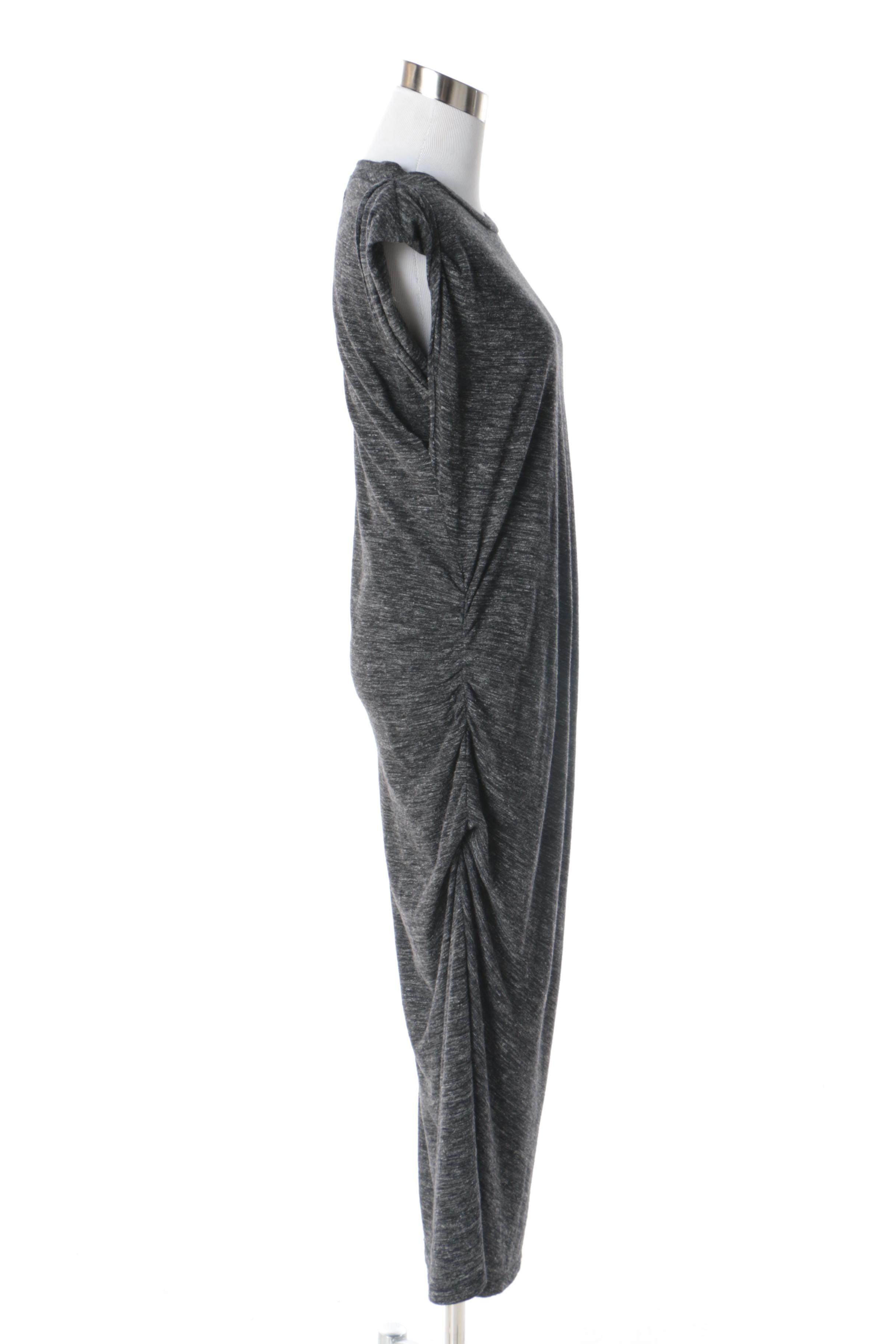 Isabel Marant Étoile Heather Grey Knit Sleeveless Dress with Ruching To Side
