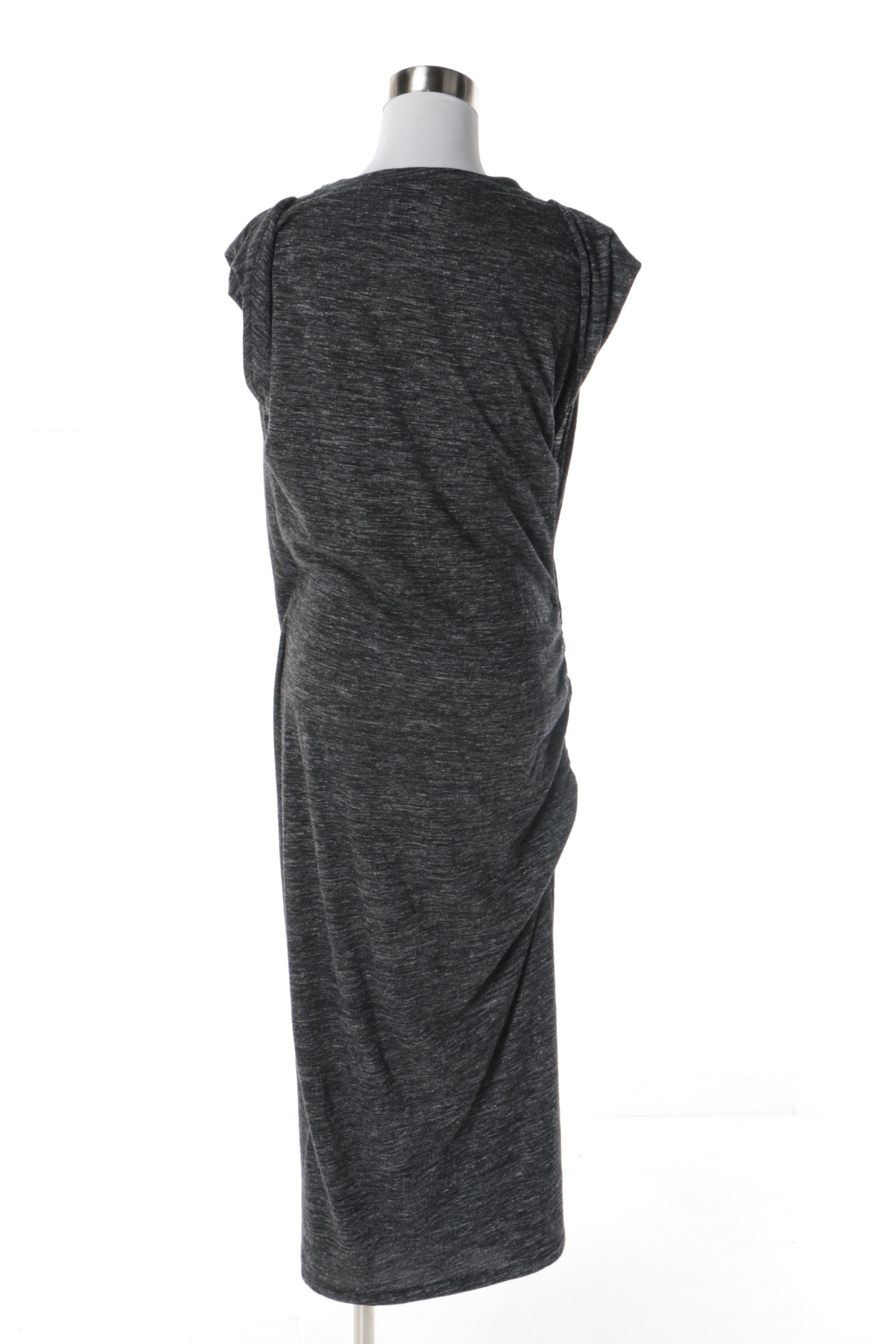 Isabel Marant Étoile Heather Grey Knit Sleeveless Dress with Ruching To Side