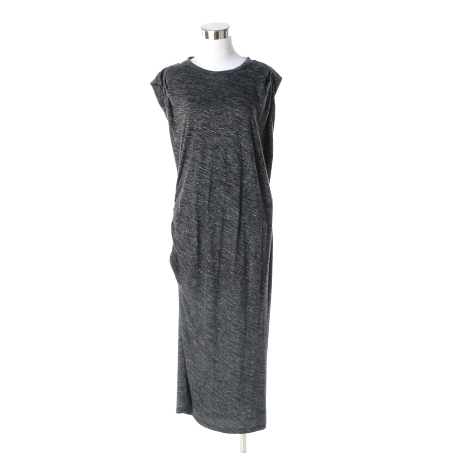 Isabel Marant Étoile Heather Grey Knit Sleeveless Dress with Ruching To Side