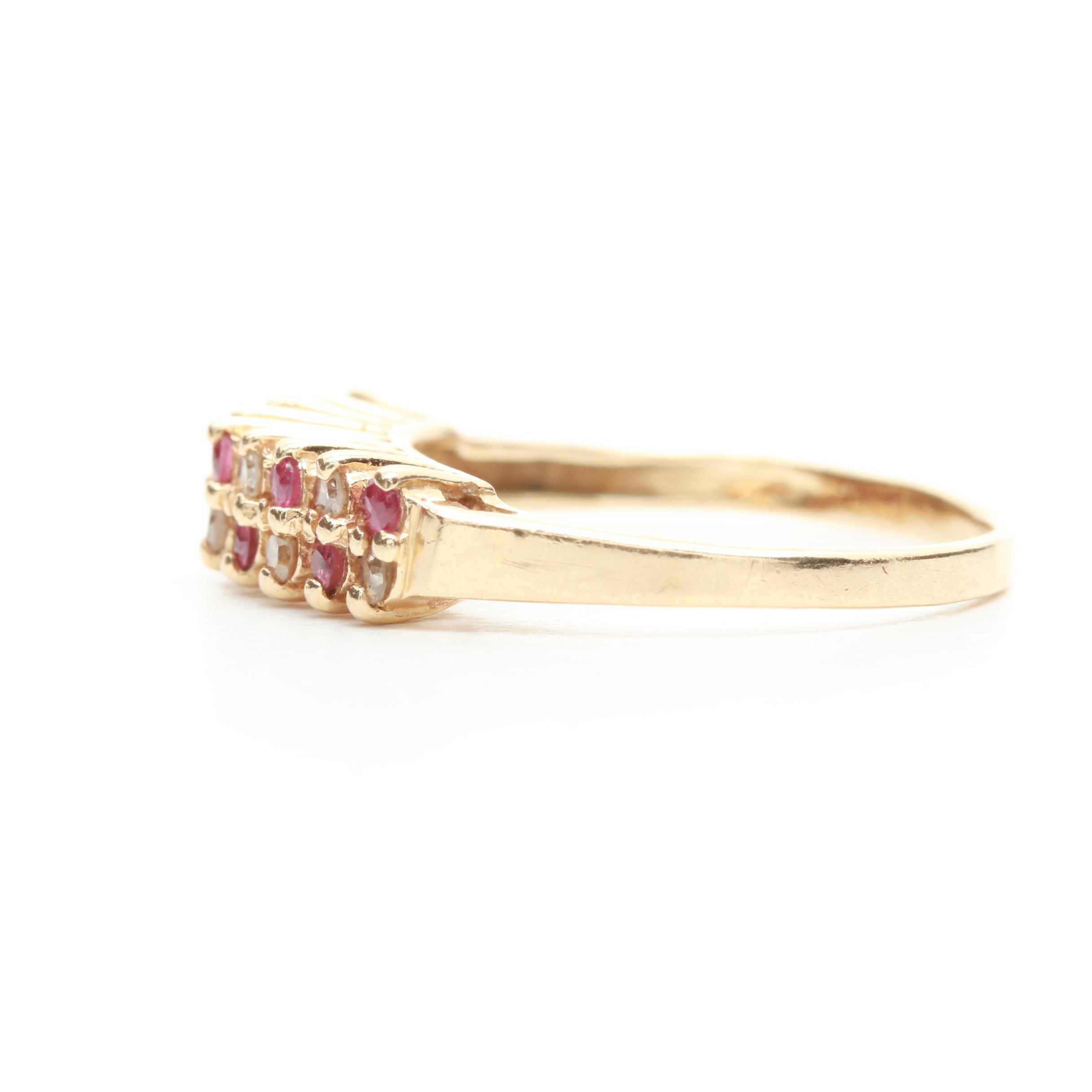 14K Yellow Gold Ruby and Diamond Ring