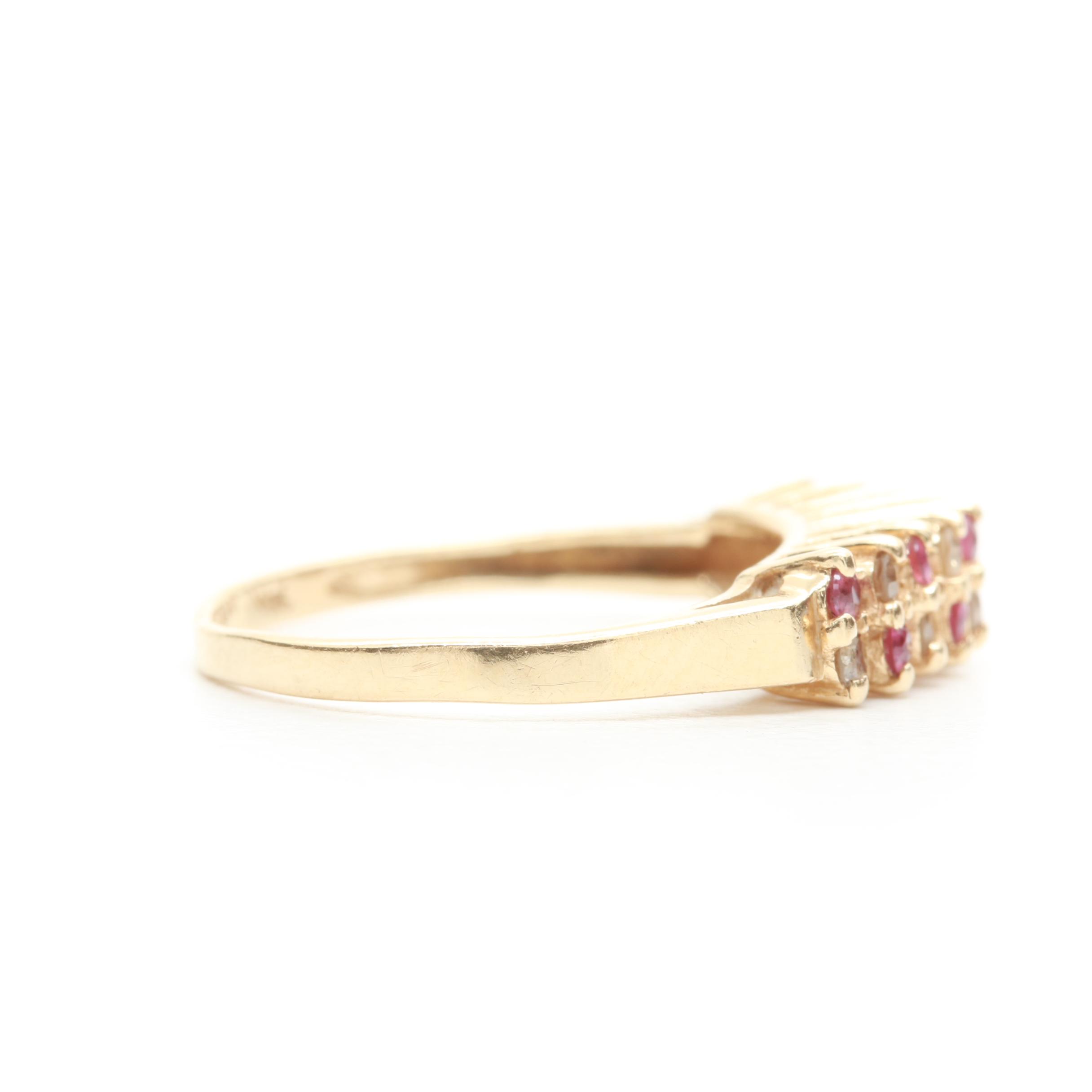 14K Yellow Gold Ruby and Diamond Ring