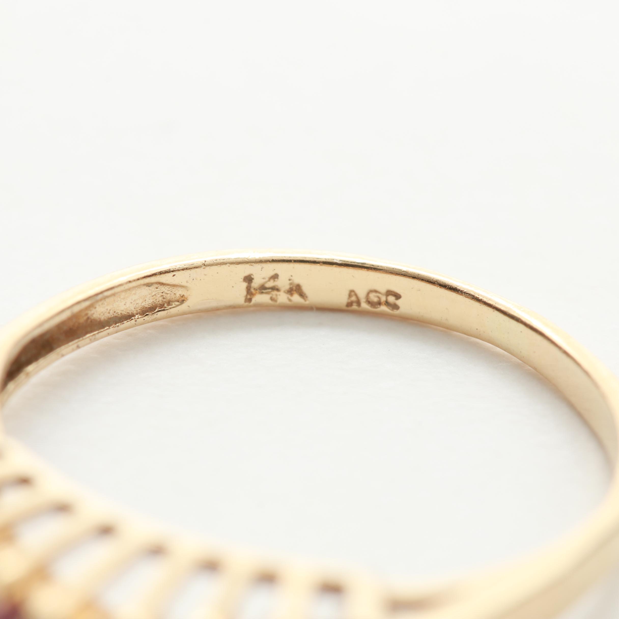 14K Yellow Gold Ruby and Diamond Ring