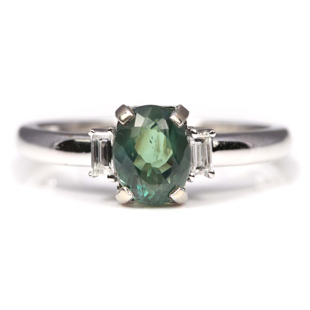 14K White Gold, 1.48 CT Alexandrite and Diamond Ring with GIA Report