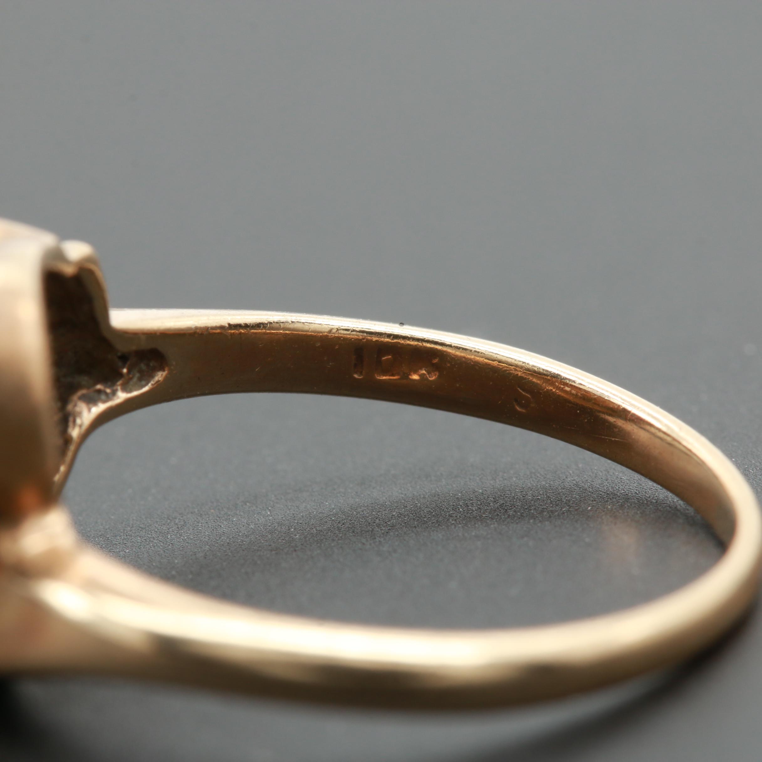 10K Yellow Gold Pearl and Ruby Ring