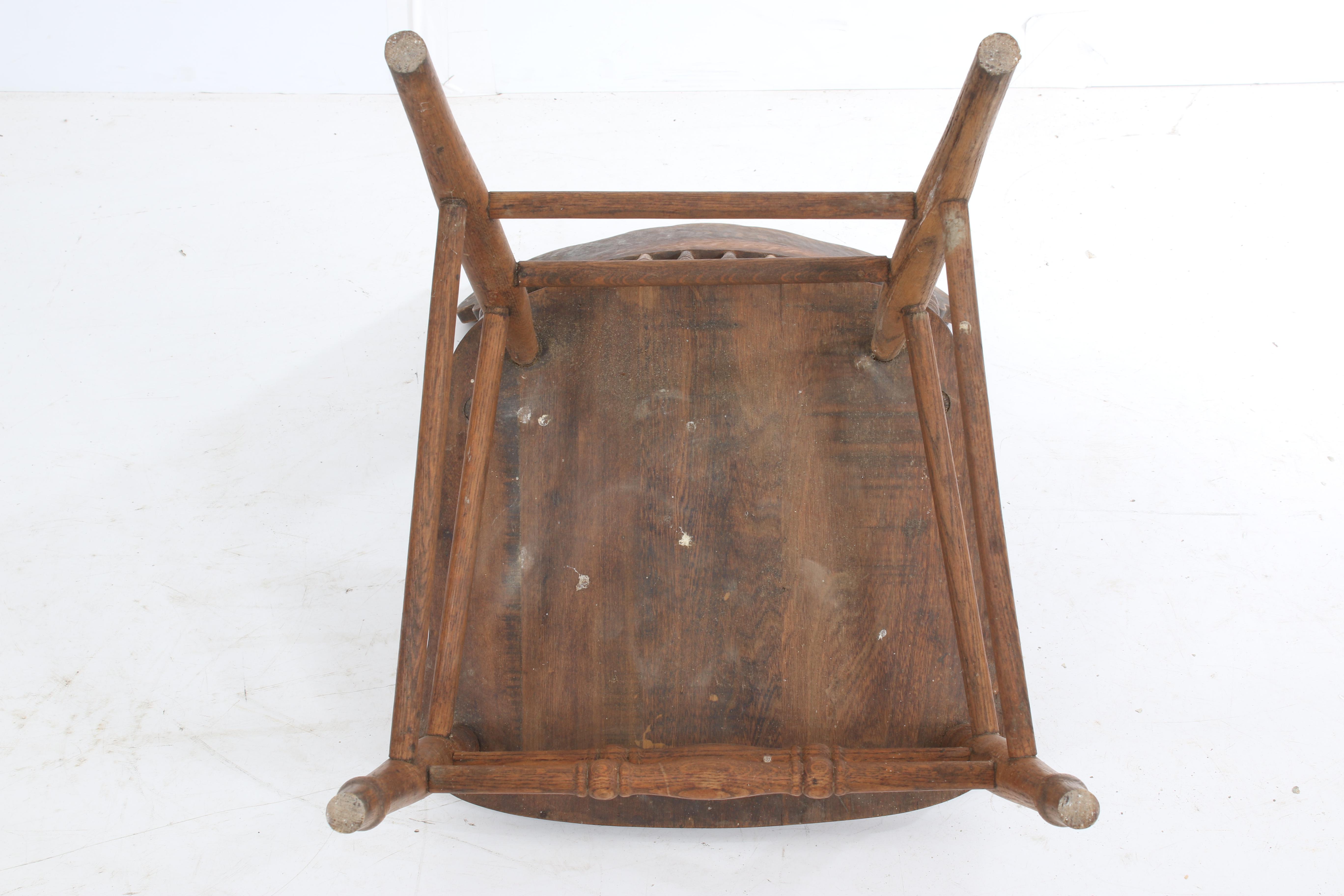 Antique Late Victorian Oak Press-Back Dining Side Chairs