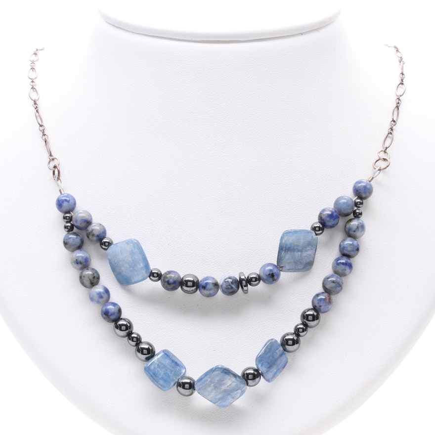 Sterling Silver Sodalite and Hematite Necklace