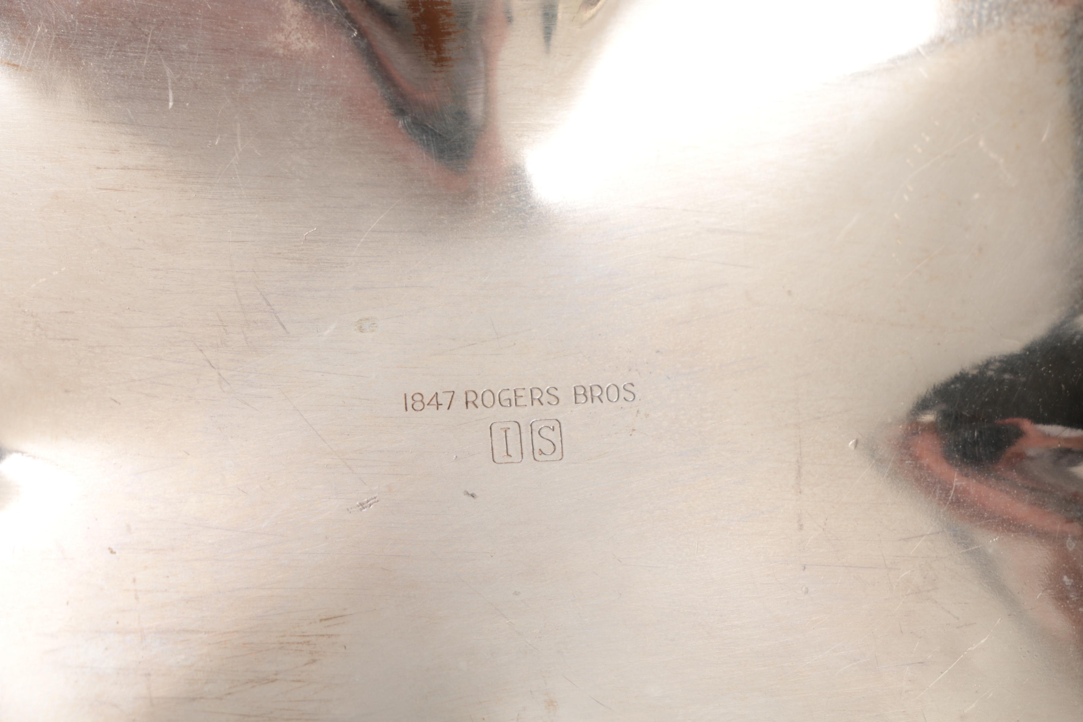 1847 Rogers Bros Silver Plate and Glass Dish and Silver Plate Mirrored Plateaus