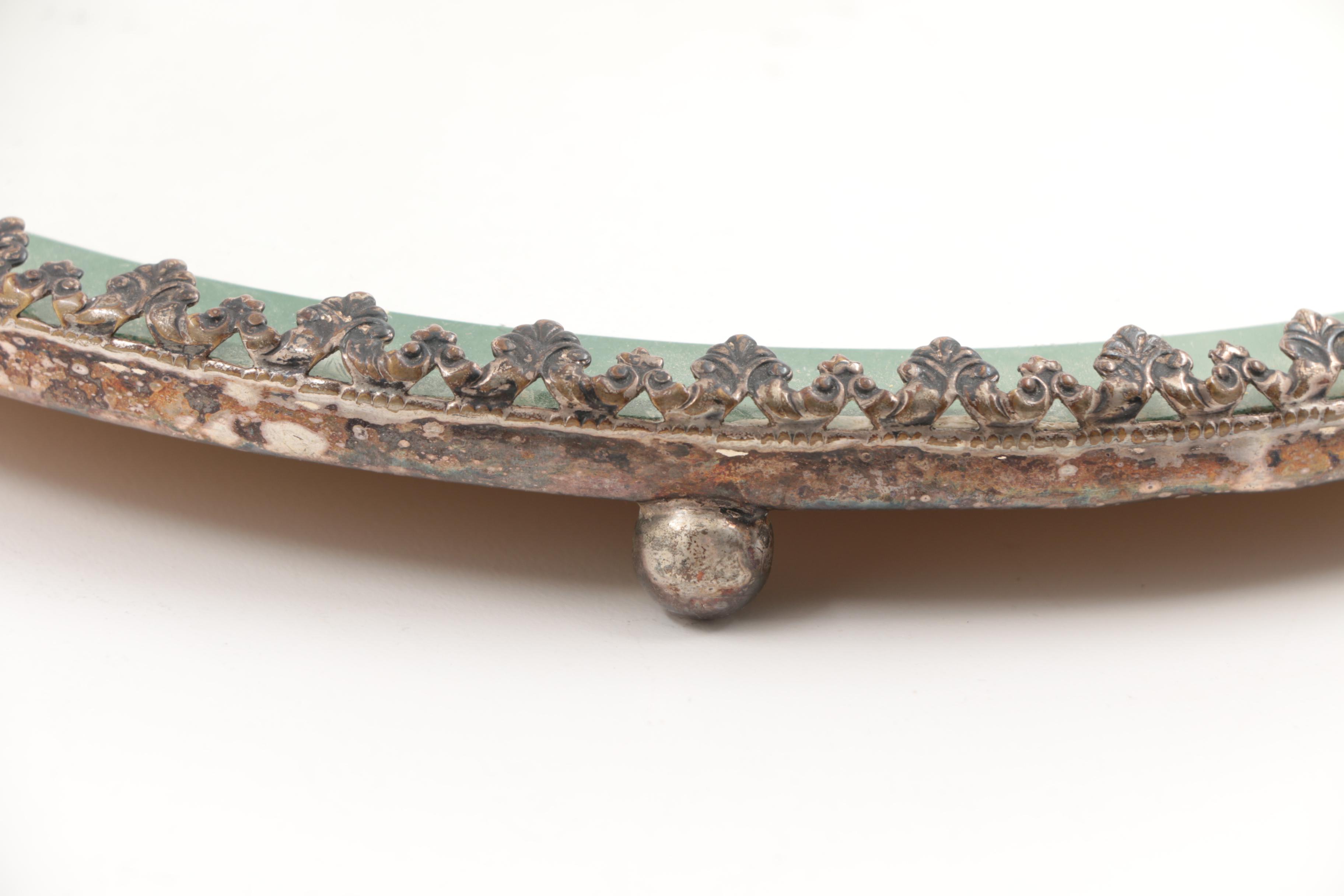 1847 Rogers Bros Silver Plate and Glass Dish and Silver Plate Mirrored Plateaus