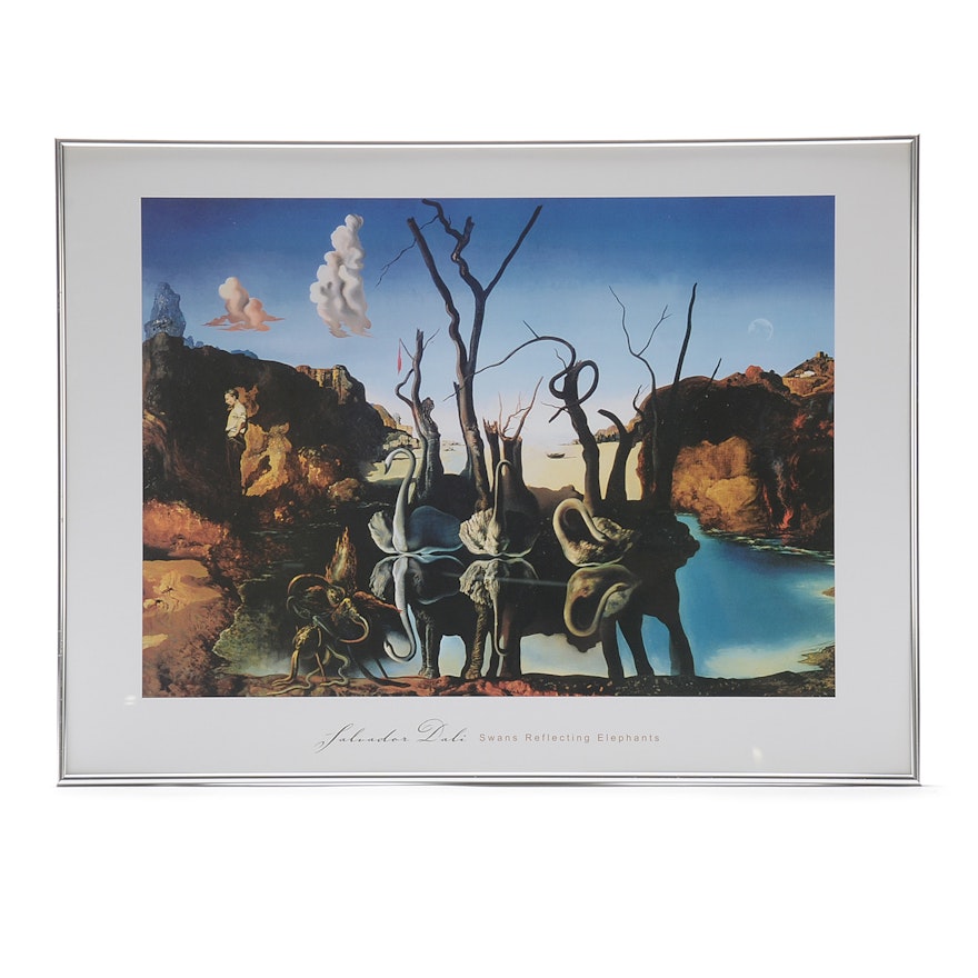 Offset Lithograph after Salvador Dali "Swans Reflecting Elephants"