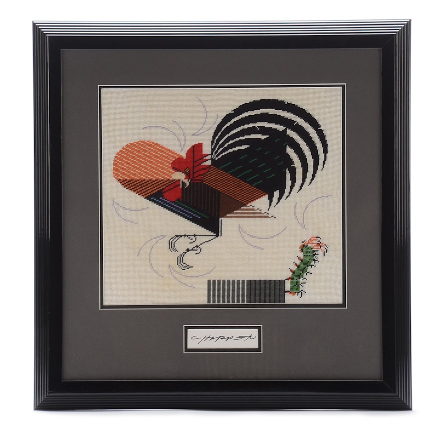 Richard Gegner Needlepoint after Charley Harper "Crawling Tall"