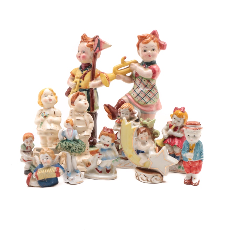Group of Vintage Porcelain Figurines of Children including Occupied Japan