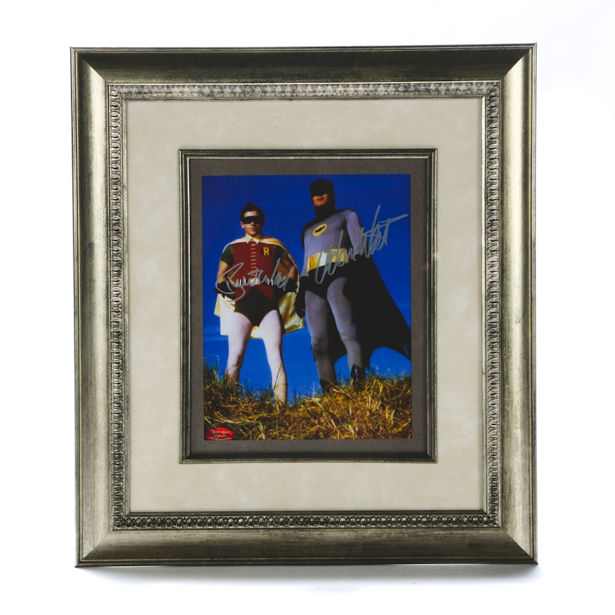 Adam West "Batman" and Burt Ward "Robin" Signed Framed Display COA