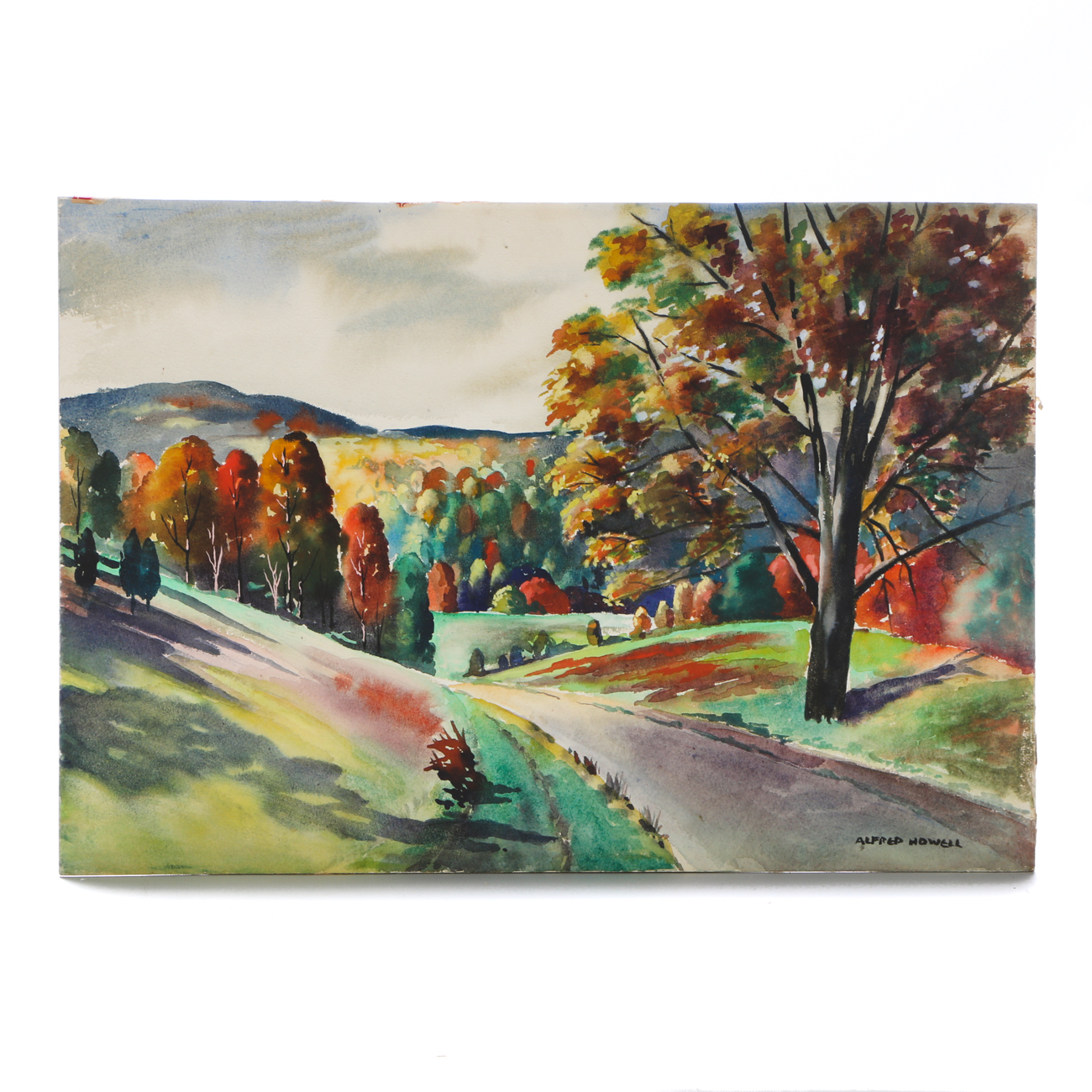 Alfred Howell Original Watercolor Landscape on Paperboard