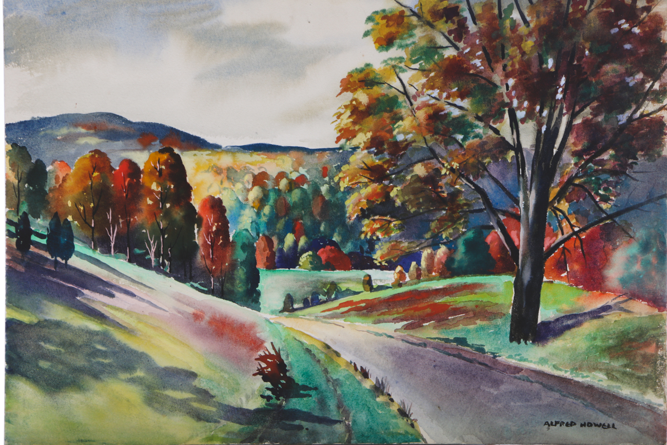 Alfred Howell Original Watercolor Landscape on Paperboard