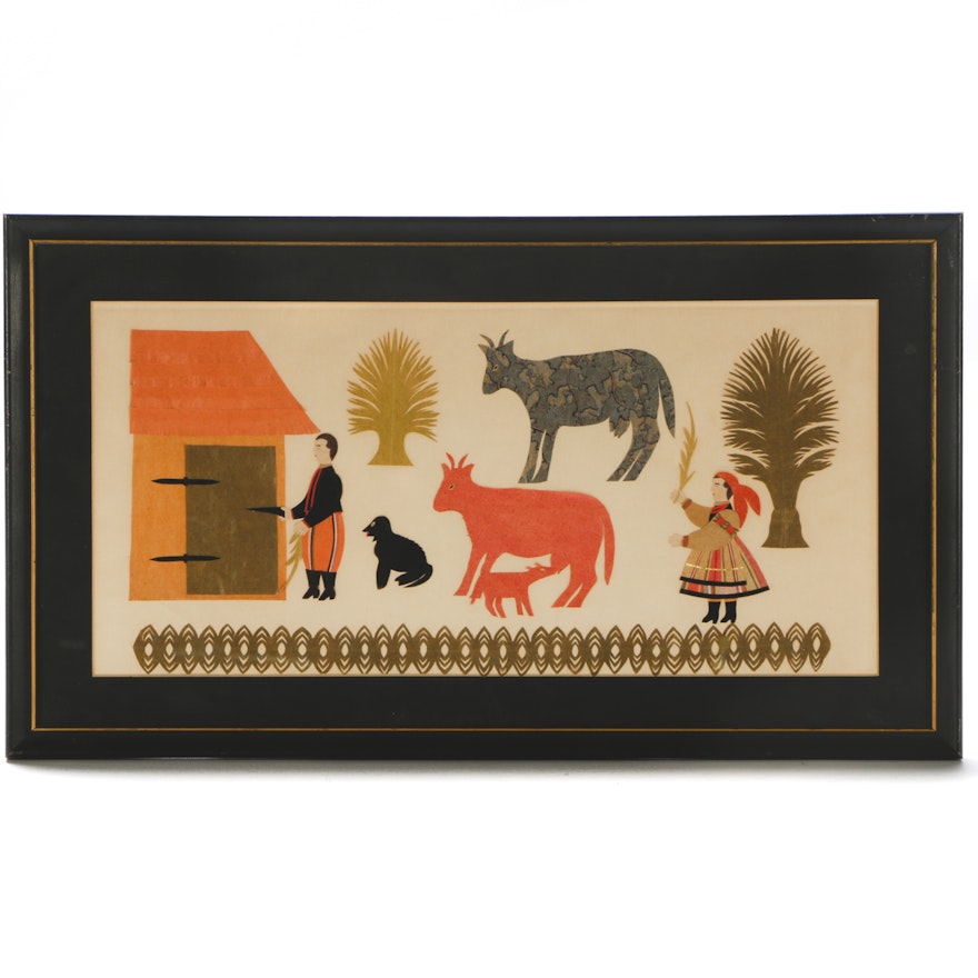 Vintage Folk Art Paper Cutting