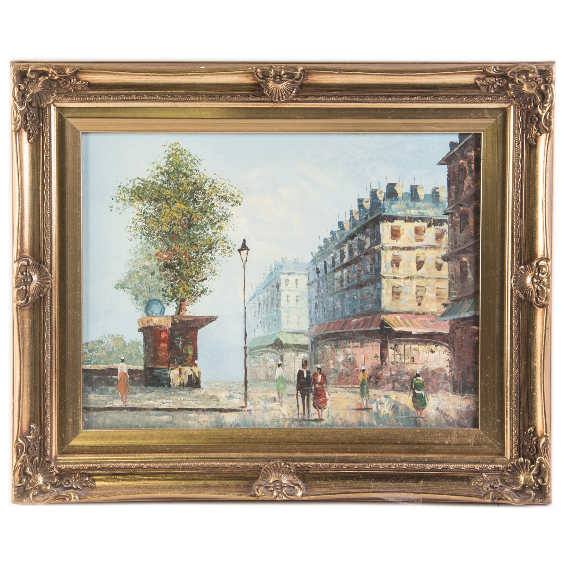 Original T. Carson Oil on Canvas Impressionist Painting of a Parisian Street