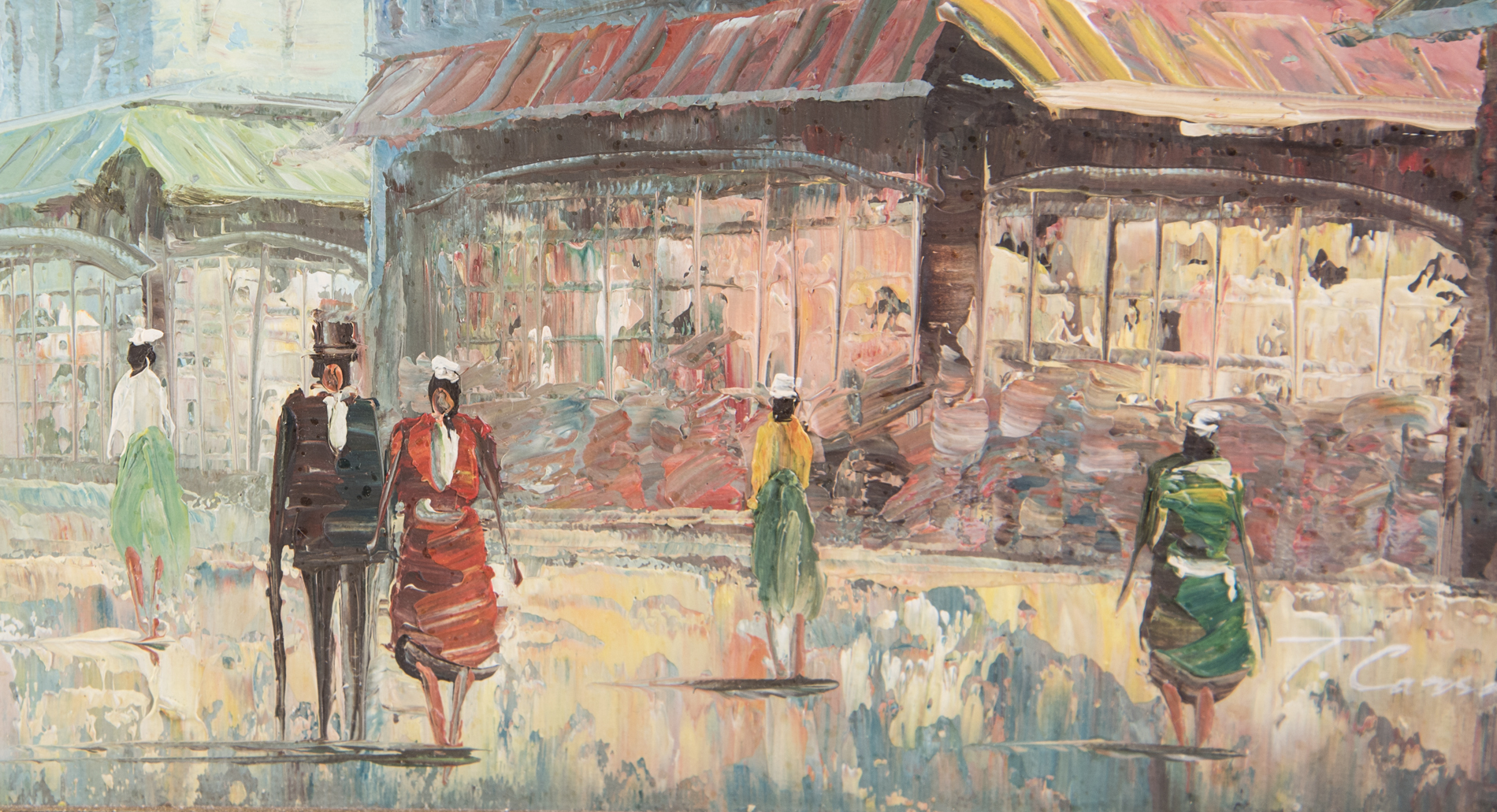 Original T. Carson Oil on Canvas Impressionist Painting of a Parisian Street