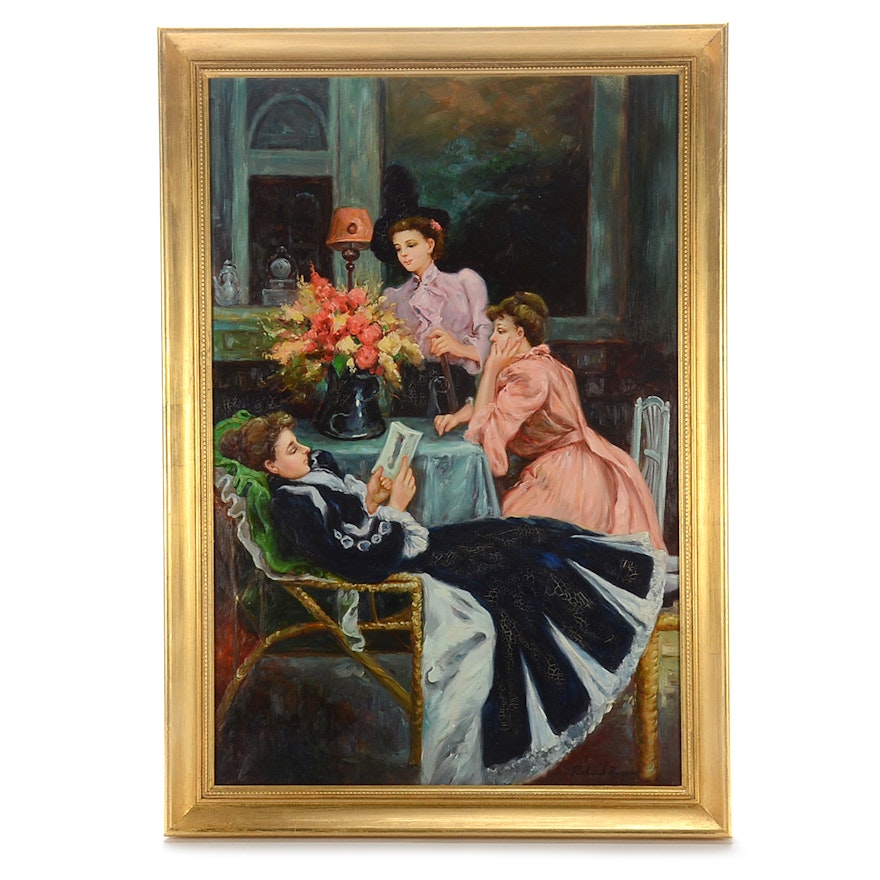 Richard Rogers Oil on Canvas Genre Scene Painting