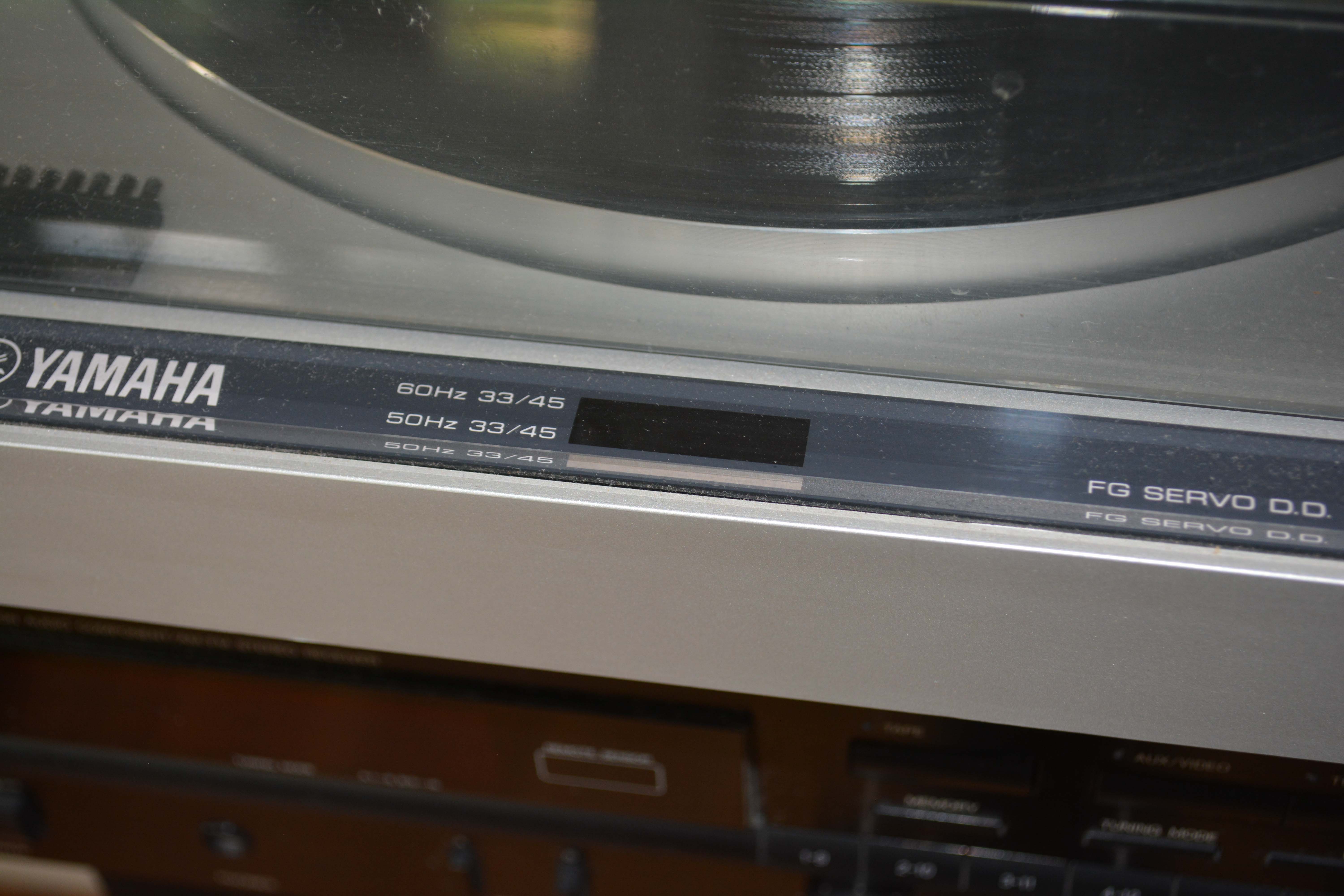 Vintage Yamaha P-300 Turntable with Denon Receiver and Polk Audio Speakers
