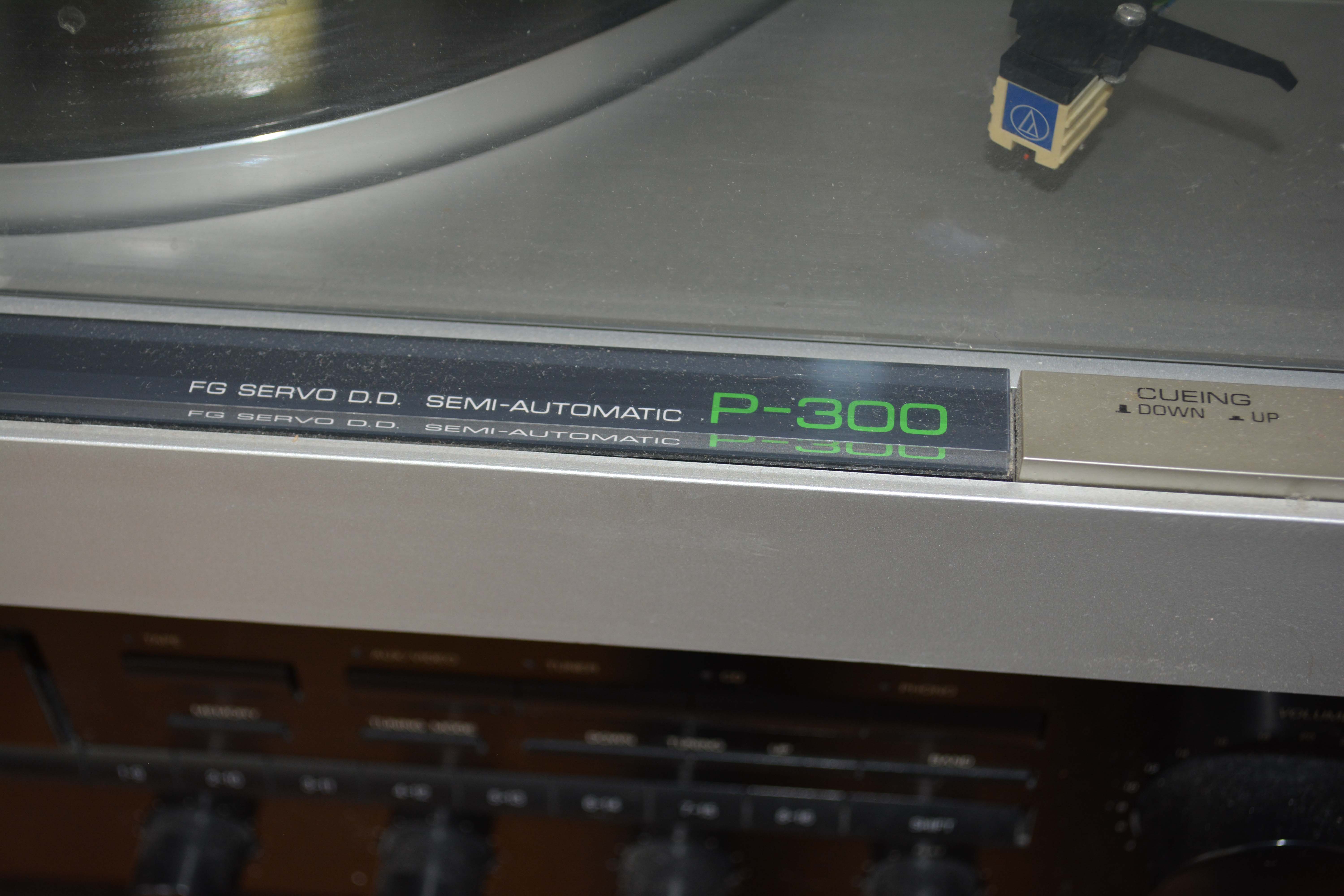 Vintage Yamaha P-300 Turntable with Denon Receiver and Polk Audio Speakers