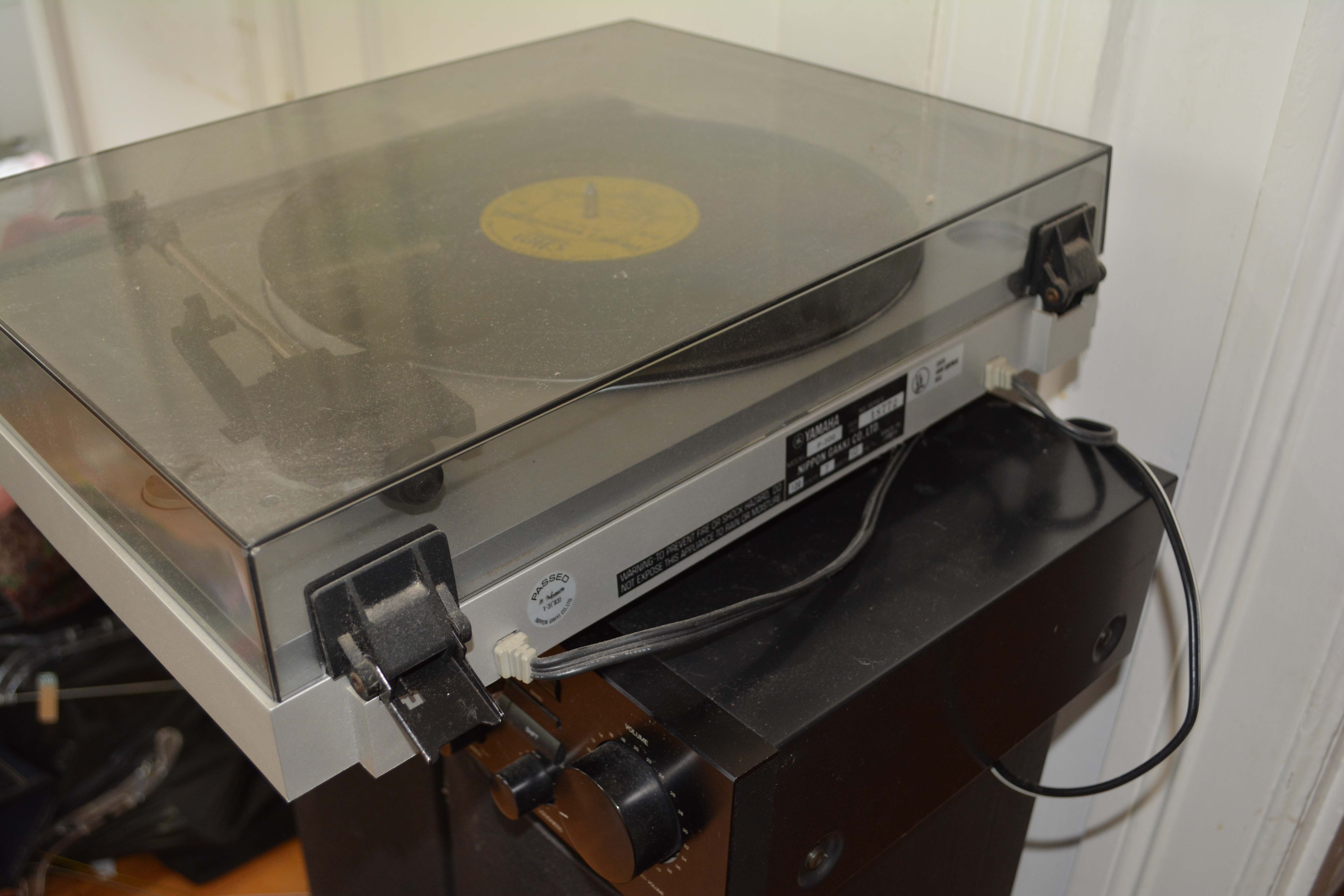 Vintage Yamaha P-300 Turntable with Denon Receiver and Polk Audio Speakers
