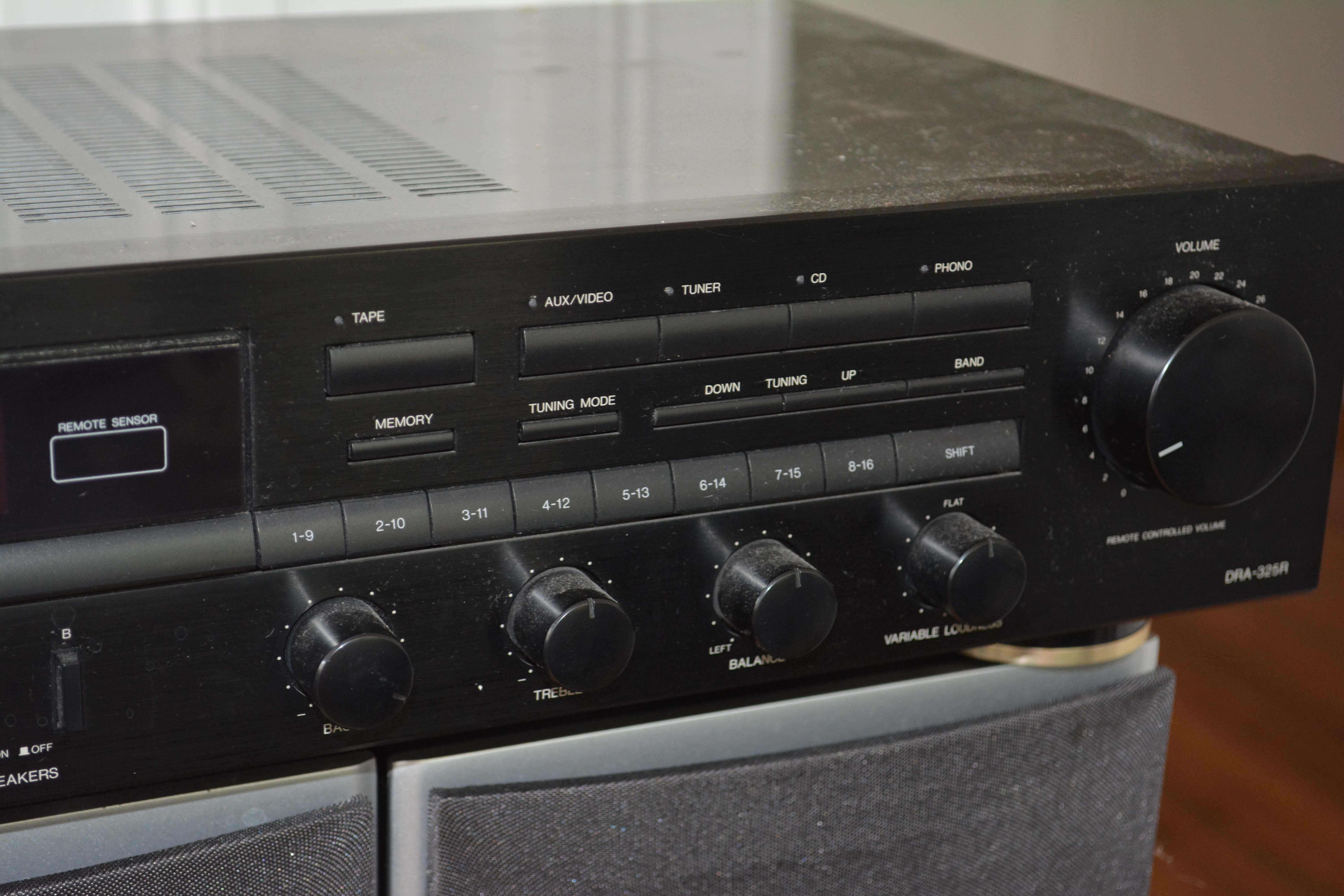 Vintage Yamaha P-300 Turntable with Denon Receiver and Polk Audio Speakers