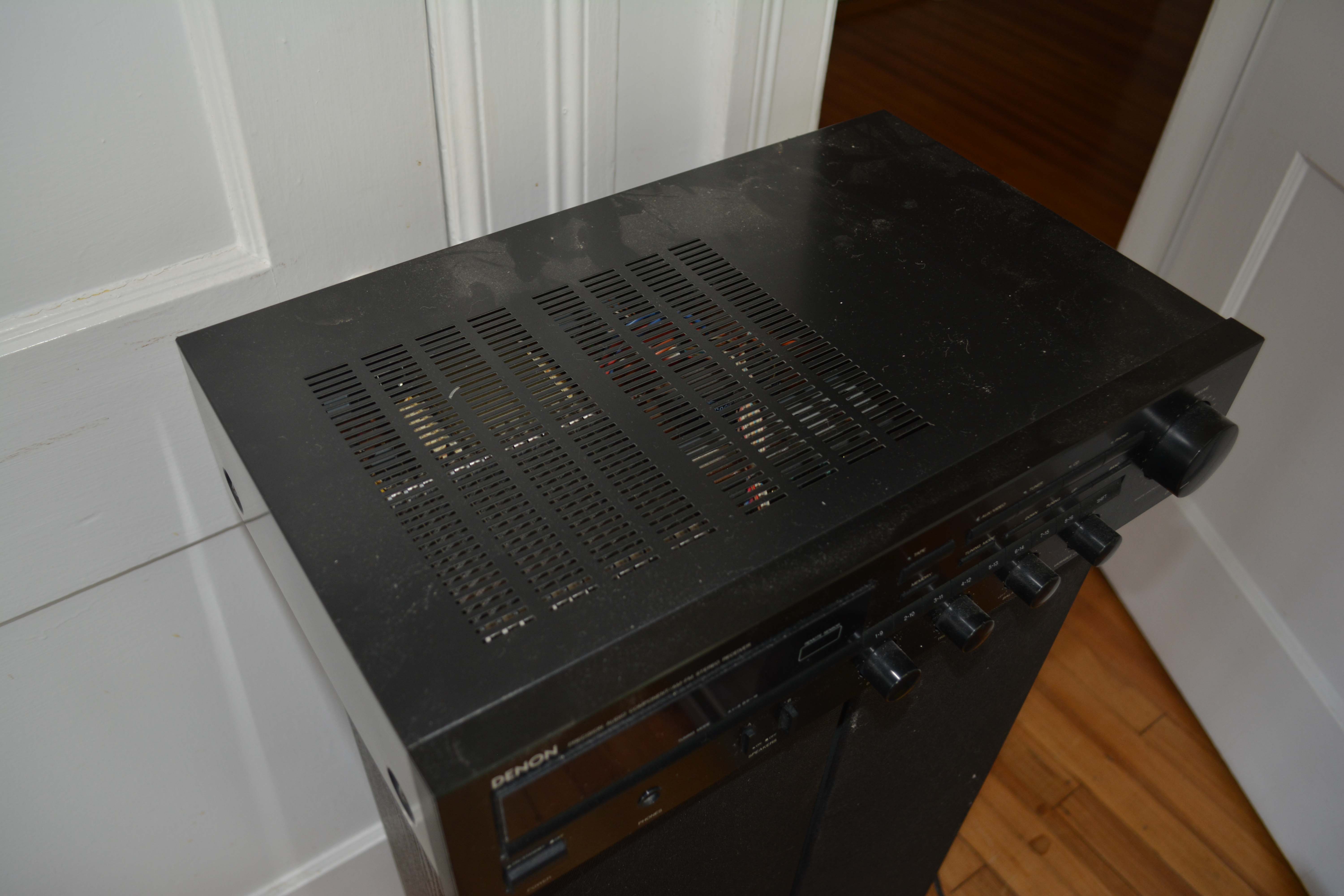 Vintage Yamaha P-300 Turntable with Denon Receiver and Polk Audio Speakers
