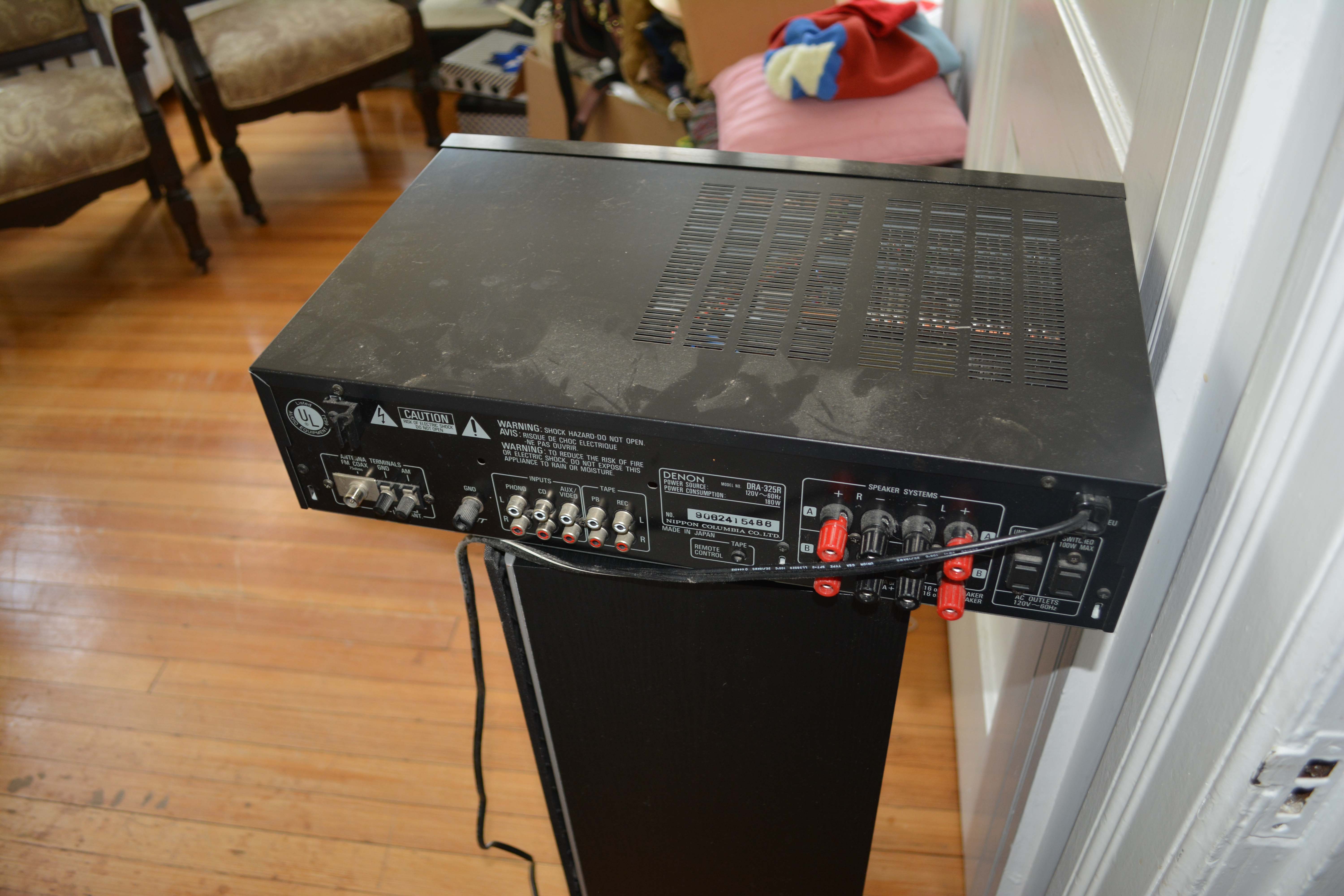 Vintage Yamaha P-300 Turntable with Denon Receiver and Polk Audio Speakers