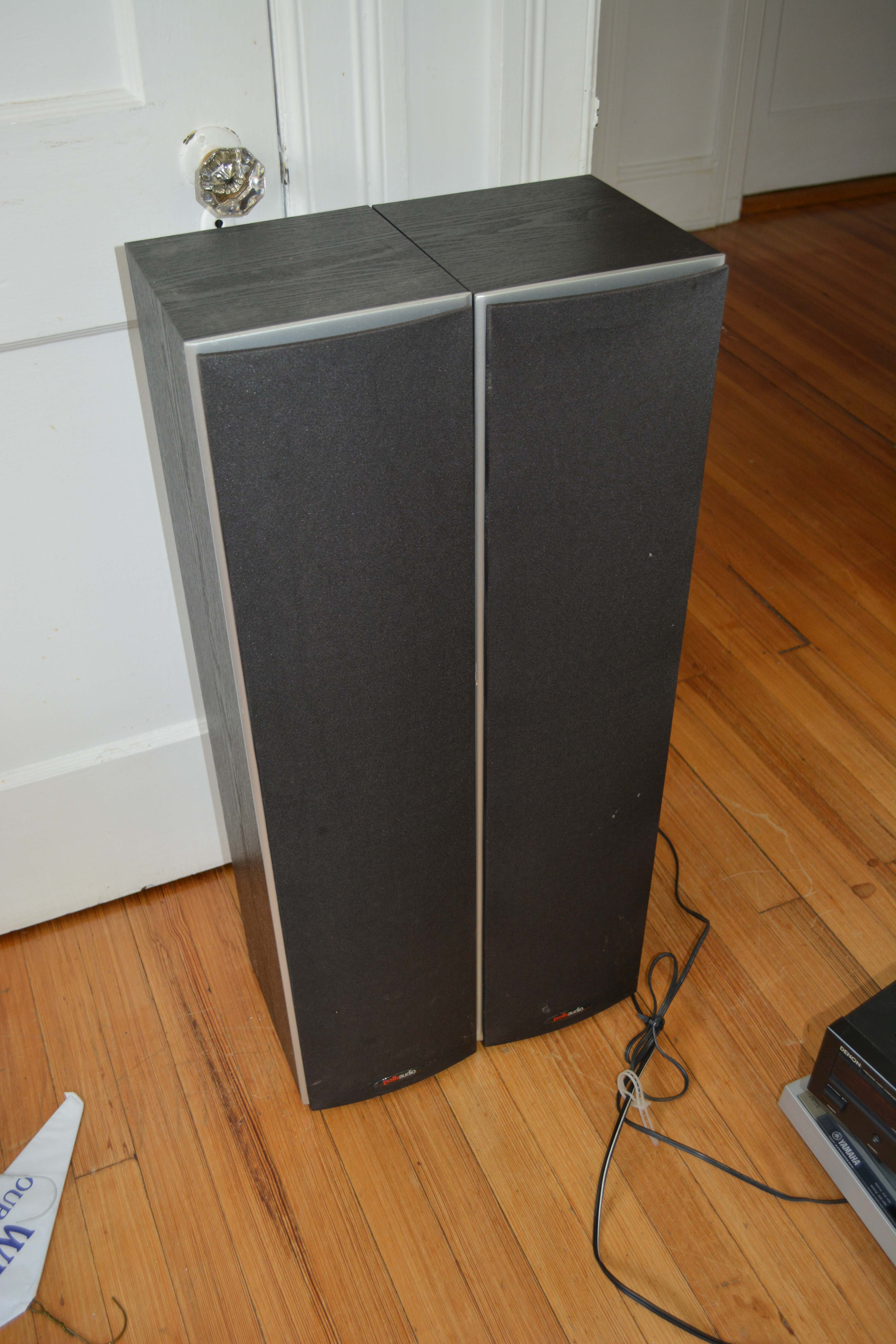 Vintage Yamaha P-300 Turntable with Denon Receiver and Polk Audio Speakers