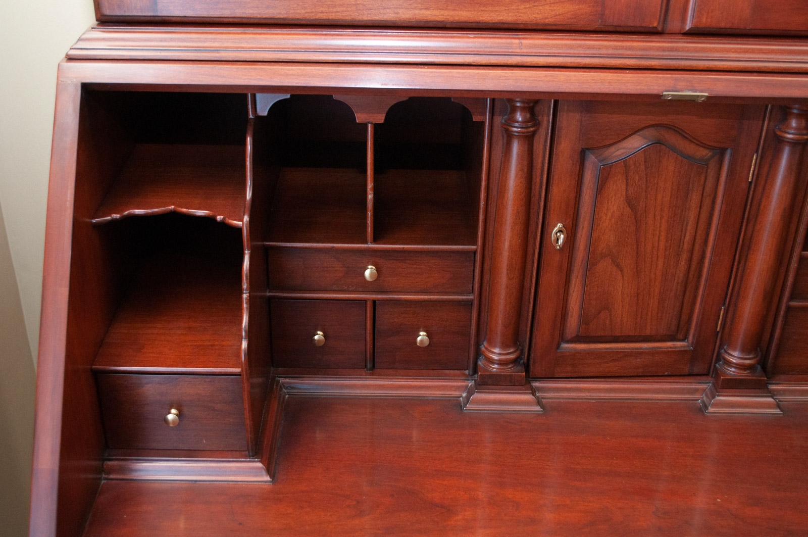 Henkel-Harris Wild Black Cherry "John Hancock" Bookcase Secretary Desk