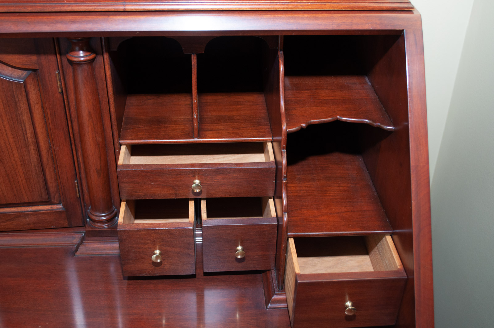 Henkel-Harris Wild Black Cherry "John Hancock" Bookcase Secretary Desk