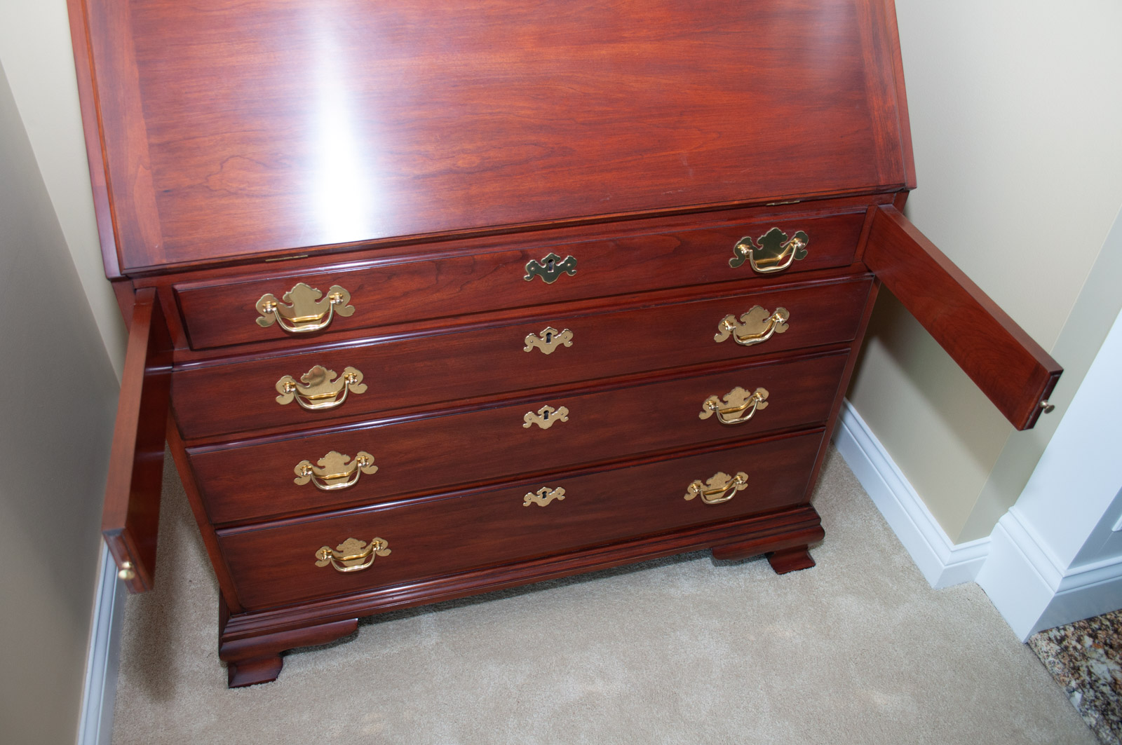 Henkel-Harris Wild Black Cherry "John Hancock" Bookcase Secretary Desk