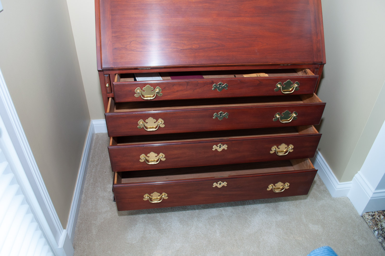 Henkel-Harris Wild Black Cherry "John Hancock" Bookcase Secretary Desk