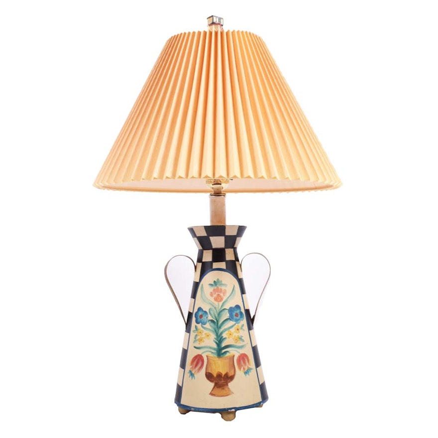Tole Painted Farmhouse Style Table Lamp