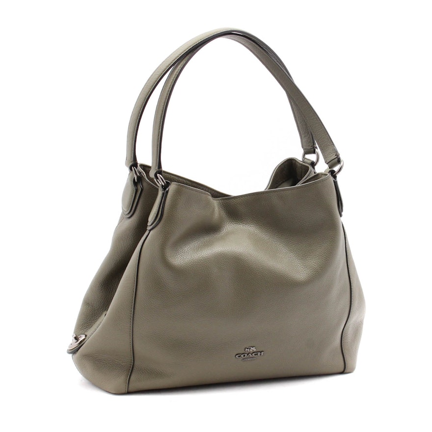 Coach Edie Olive Pebbled Leather Shoulder Bag