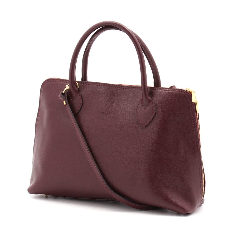 Italian Saffiano Leather Handbag in Merlot