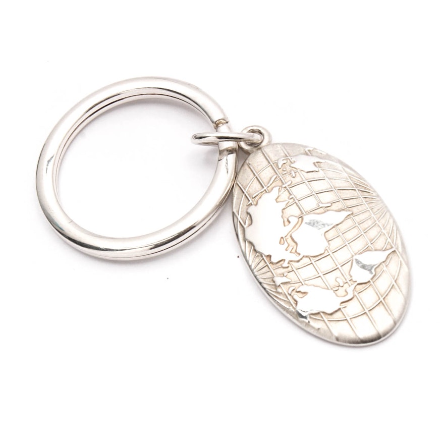 Tiffany & Co. Sterling Silver Globe Tag Keyring