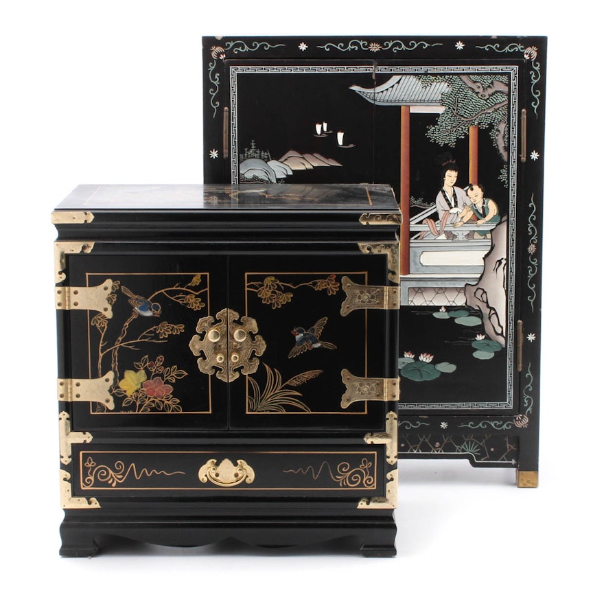 Two Diminutive Chinese Lacquered Cabinets