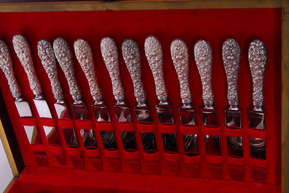 Stieff "Rose" Sterling Silver Flatware Collection with Silverware Chest