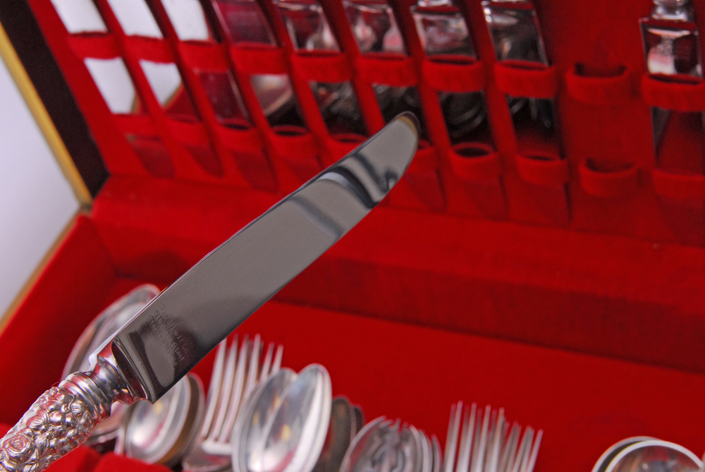 Stieff "Rose" Sterling Silver Flatware Collection with Silverware Chest