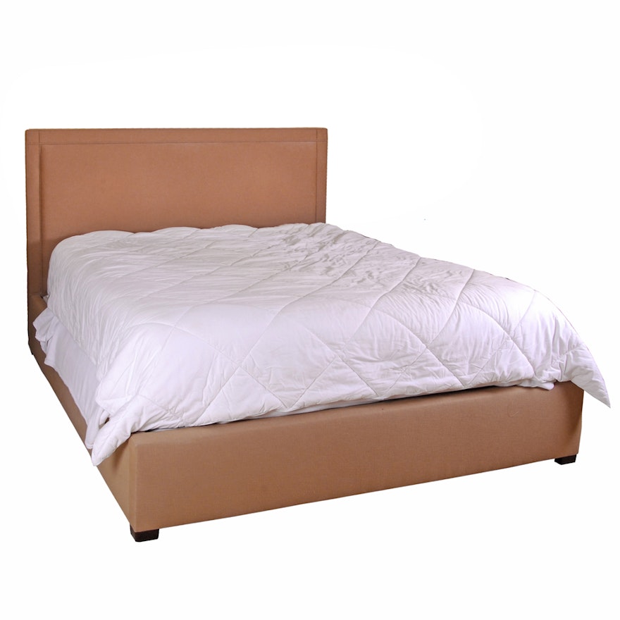 Brown Upholstered King Size Bed Frame