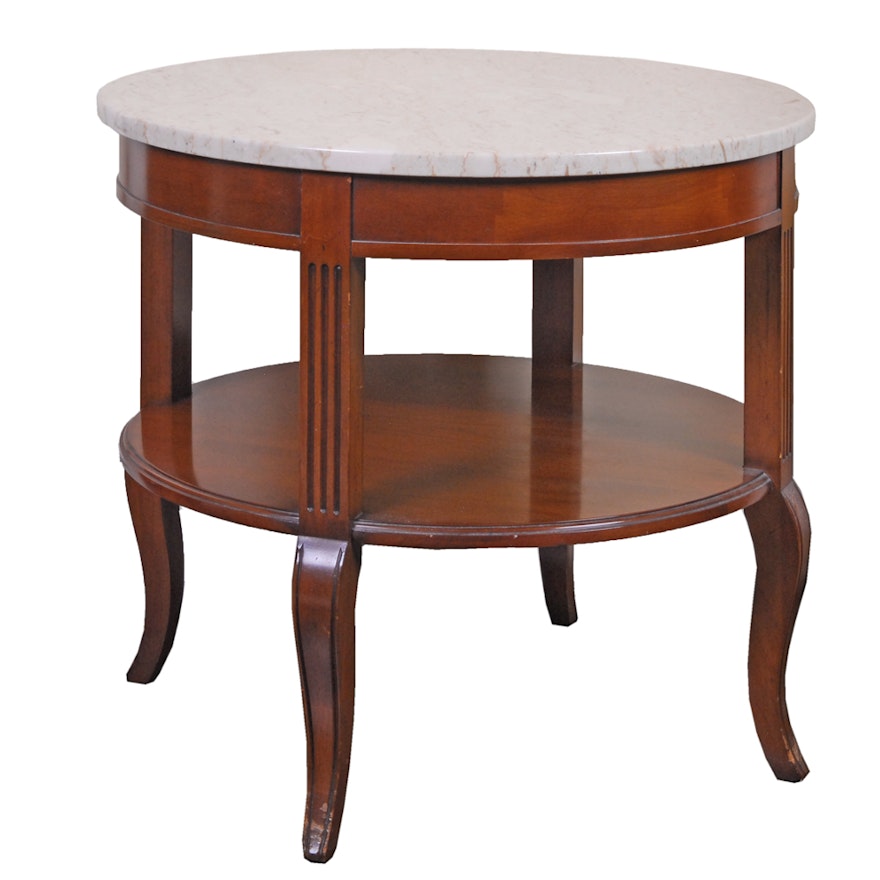 Stone Top Two-Tier Side Table