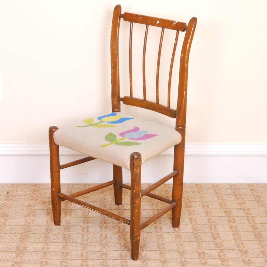 Tulip Needlepoint Spindle Side Chair