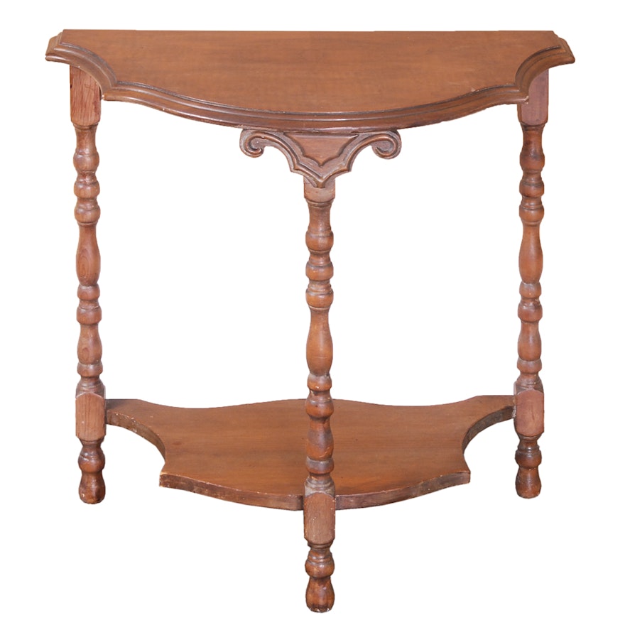 Vintage William and Mary Style Demilune Entry Table