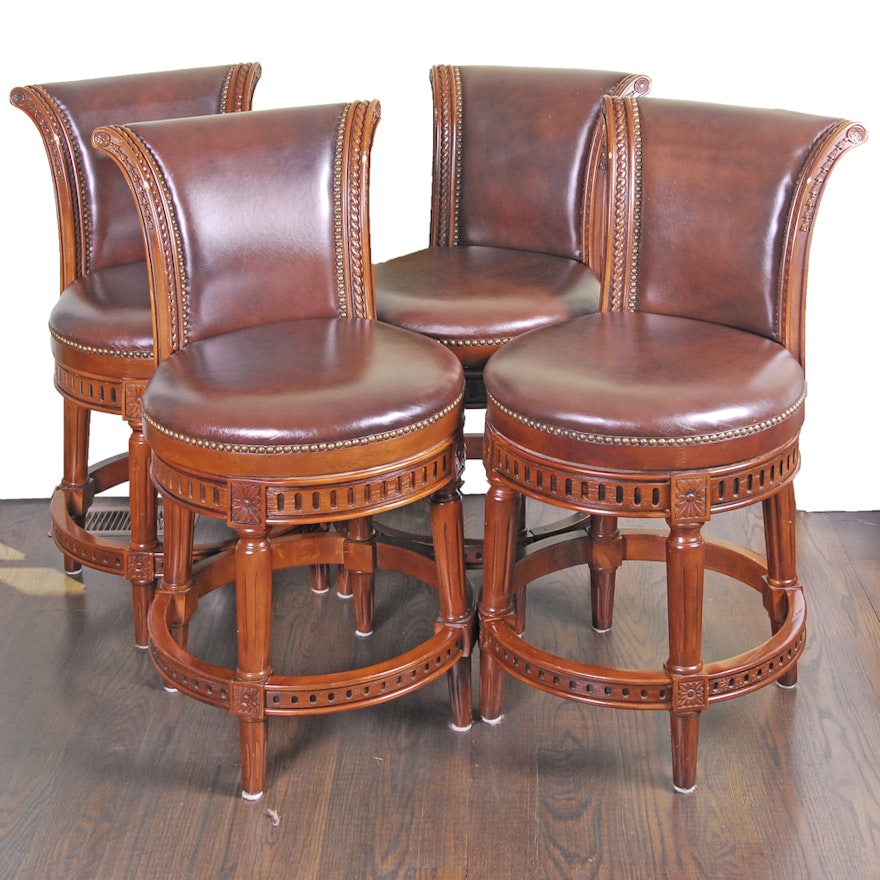 French Provincial Style Leather Barstools by Frontgate