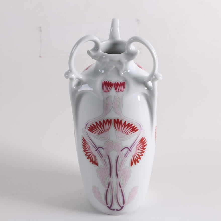Haviland Limoges Late 20th Century Art Nouveau Style Porcelain Vase