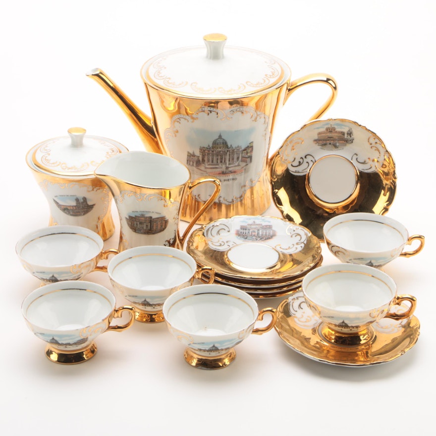 Vintage Bavarian Lusterware Porcelain Coffee Set