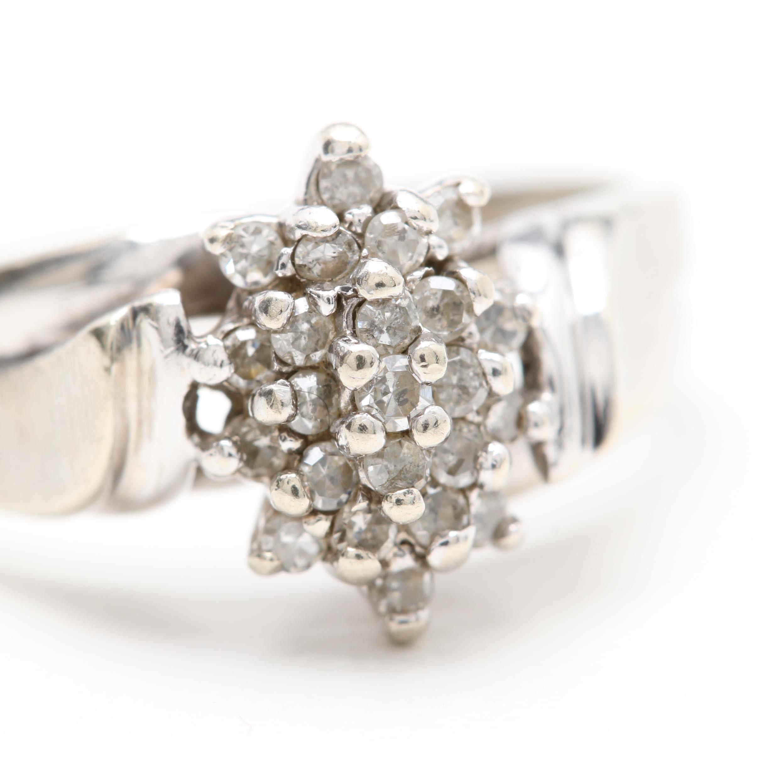 10K White Gold Diamond Ring