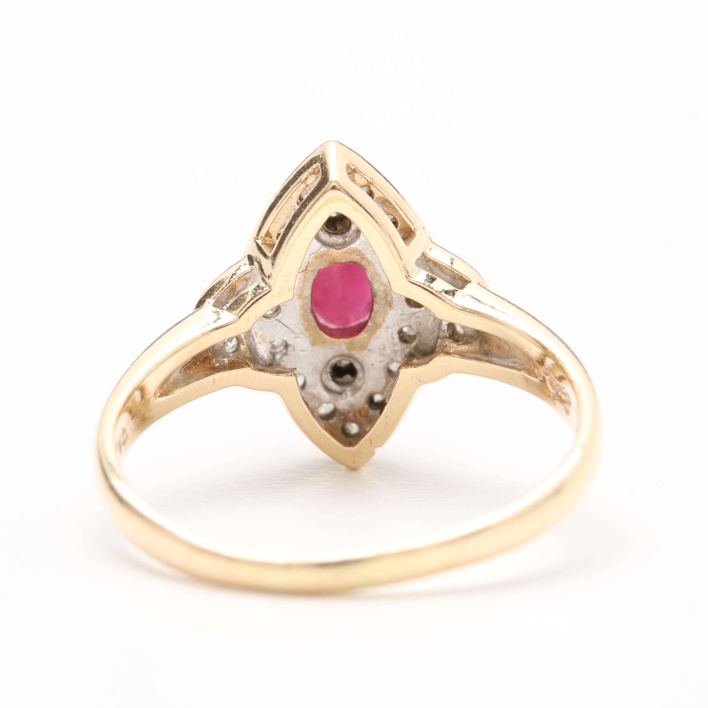 14K Yellow Gold Ruby and Diamond Ring